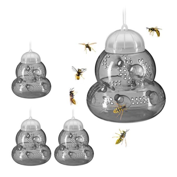 Rinkinys iš 4 vapsvų gaudyklių 15x13cm., pilkos/baltos spalvos