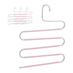 Kelnių pakabos 4vnt., rožinės/sidabrnės spalvos