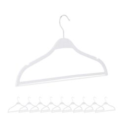 Drabužių pakabos 10vnt., baltos/sidabrinės spalvos