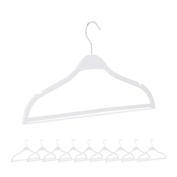 Drabužių pakabos 10vnt., baltos/sidabrinės spalvos