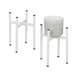 Rinkinys iš 2 reguliuojamų gėlių stovų 31x37x37cm., baltos/juodos spalvos