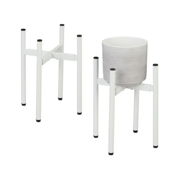 Rinkinys iš 2 reguliuojamų gėlių stovų 31x37x37cm., baltos/juodos spalvos