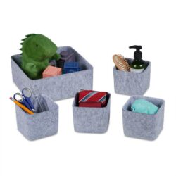 Rinkinys iš 5 laikymo dėžių, pilkos spalvos