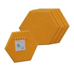 Rinkinys iš 6 šešiakampių skelbimų lentų 26x30x0,9 cm., geltonos spalvos