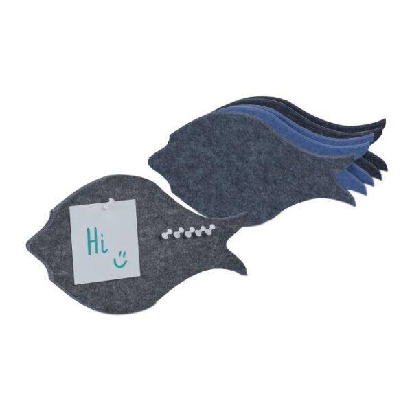 Rinkinys iš 6 skelbimų lentų "Žuvys" 16x30x0,9 cm., tamsiai pilkos/mėlynos/juodos spalvos