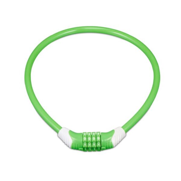 Dviračio spyna su kodu 70cm., žalios spalvos