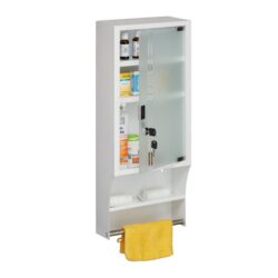 Skaidri medicininė spintelė 65x27x12cm., baltos/sidabrinės spalvos