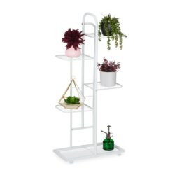 Gėlių stovas su 5 lentynomis 96,5x44x22cm., baltos spalvos