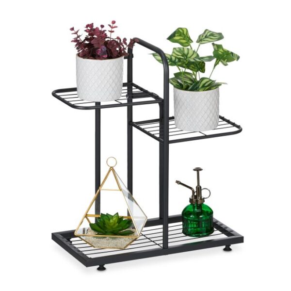 Gėlių stovas su 3 lentynomis 50,5x44x22cm., juodos spalvos