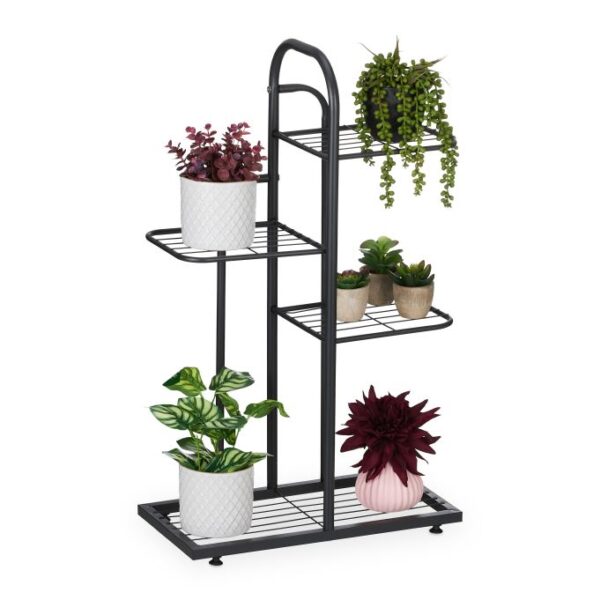 Gėlių stovas su 4 lentynomis 72,5x44x22,5cm., juodos spalvos