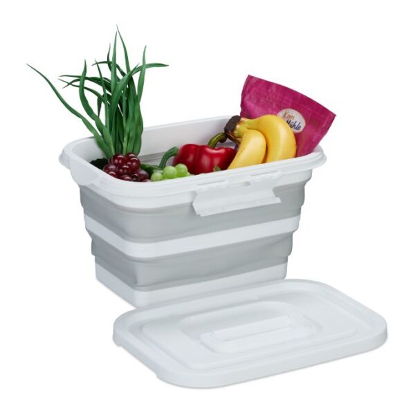 Sulankstomas krepšys su dangteliu 21x34x24cm., pilkos/baltos