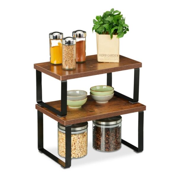 10047236_0_1_c4a694cbd849b7357d10787f17bc5551.jpg Rinkinys iš 2 pastatomų virtuvės lentynų, rudos/juodos spalvos