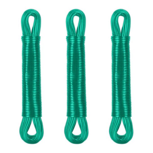 Rinkynis iš 3 skalbinių virvių 20m., žalios spalvos