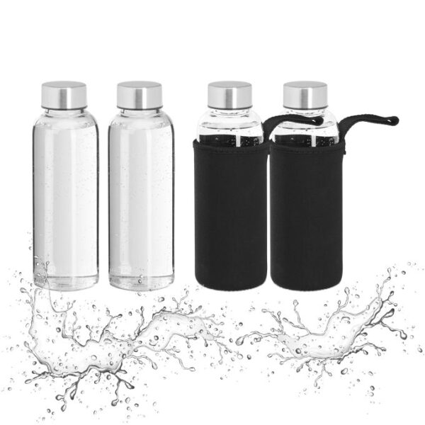 Rinkinys iš 4 skaidrių gertuvių 20x6cm., sidabrinės/juodos spalvos