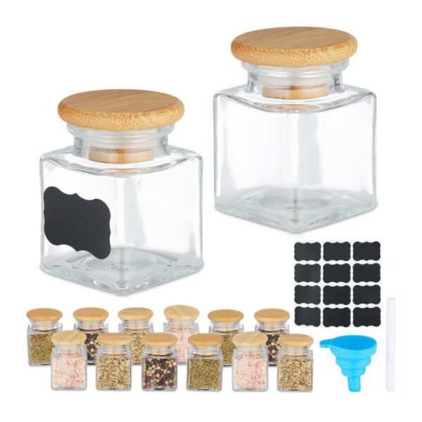 10047441_1429_1_0796c3a872b3630fec85aa00d8e98b70.jpg Rinkinys iš 14 skaidrių prieskonių indelių 6x4,5x4,5cm., šviesiai rudos spalvos