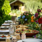 Gedeckter Tisch im Garten, Set table in the garden