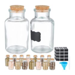 Rinkinys iš 16 skaidrių prieskonių indelių 11x5,5cm., šviesiai rudos spalvos