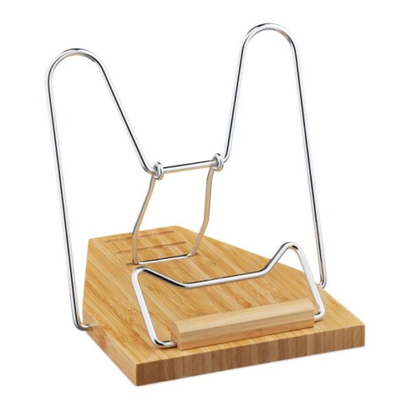 Knygų stovas 4x19,5x28,5cm., šviesiai rudos/sidabrinės spalvos