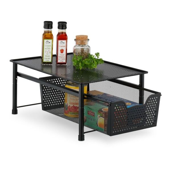 Pastatoma virtuvės lentyna 19x28x42,5cm., juodos spalvos