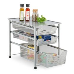 Pastatoma virtuvės lentyna 35x28x42,5cm., sidabrinės/juodos spalvos