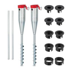 Rinkinys iš 2 skėčių stovų 56x7x10cm., sidabrinės/raudonos/juodos spalvos