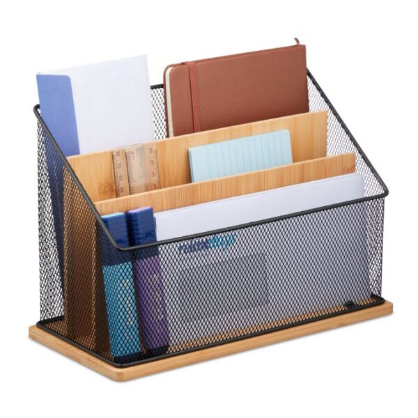 10047678_0_1_077857d010ec2e4210a759d6e5be3d0f.jpg Rašymo priemonių ir dokumentų organizatorius 20x29x14 cm., šviesiai rudos/juodos spalvos