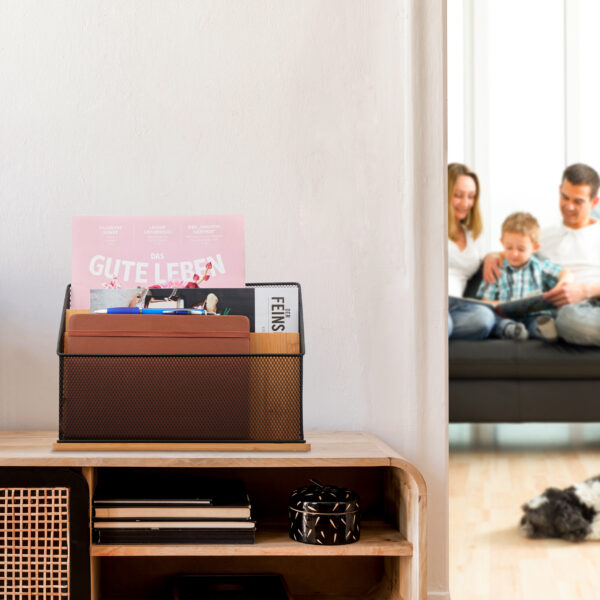 Modern scandinavian home interior with design wooden commode, pl