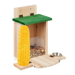 Voverių lesyklėlė su girdykla 27x28x23cm., šviesiai rudos/žalios/sidabrinės spalvos