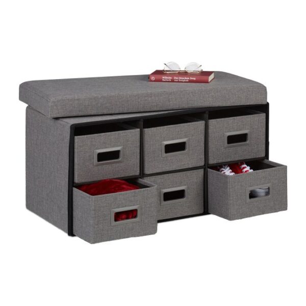 Suoliukas su 6 skyriais 39x75,5x37cm., pilkos spalvos