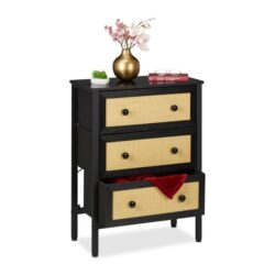 Komoda su 3 skyriais 82,5x62x30cm., smėlio/juodos spalvos