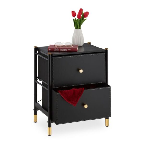 Spintelė prie lovos 55,5x46x33cm., auksinės/juodos spalvos