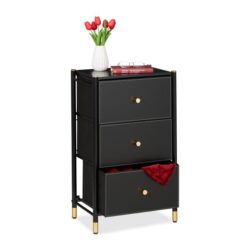 Komoda su 3 stalčiais 76,5x46x30cm., juodos/auksinės spalvos