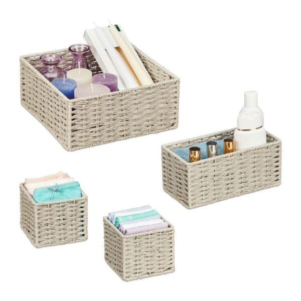 Rinkinys iš 4 krepšelių, pilkos spalvos