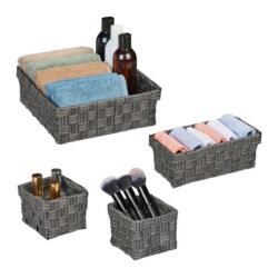 Rinkinys iš 4 krepšelių, pilkos spalvos