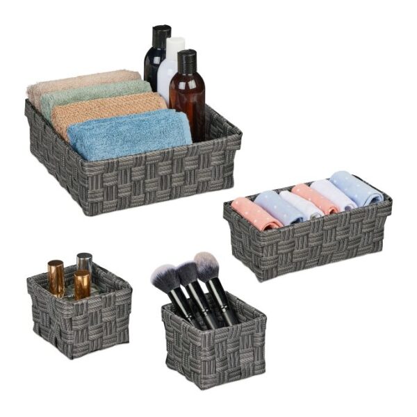 Rinkinys iš 4 krepšelių, pilkos spalvos