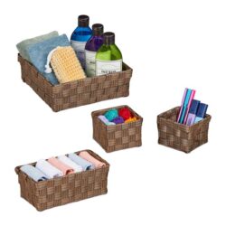 Rinkinys iš 4 krepšelių, rudos spalvos