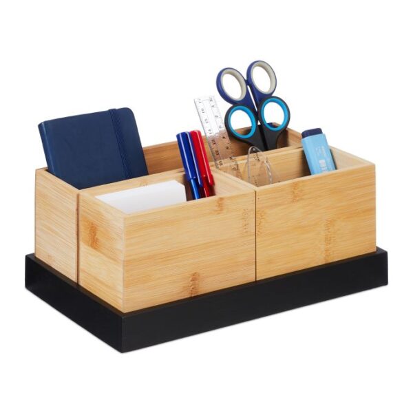 Rinkinys iš 4 dėžių su padėklu, šviesiai rudos/juodos spalvos