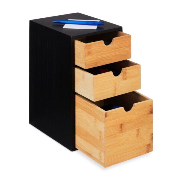 Rašymo priemonių organizatorius su 3 skyriais 28x17x21,5 cm., juodos/šviesiai rudos spalvos