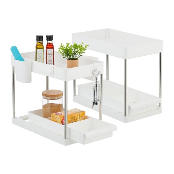 10048017_0_1_444f11f71c8002fb8c9bf75bebf7a430.jpg Rinkinys iš 2 pastatomų virtuvės lentynų 33x40x22cm., sidabrinės/baltos spalvos