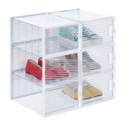 Rinkinys iš 6 skaidrių dėžių 15,5x23,5x34cm., baltos spalvos