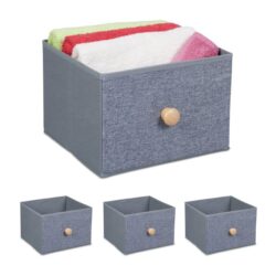 Rinkinys iš 4 sulankstomų dėžių 20x28,5x27,5cm., pilkos/šviesiai rudos spalvos