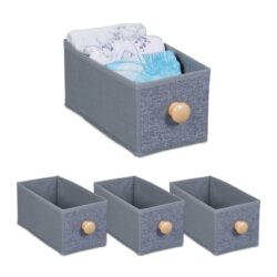 Rinkinys iš 4 sulankstomų dėžių 12,5x14x27,5cm., pilkos/šviesiai rudos spalvos