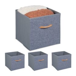 Rinkinys iš 4 sulankstomų dėžių 28,5x30x30cm., pilkos/šviesiai rudos spalvos