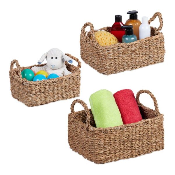 Rinkinys iš 3 krepšelių, rudos spalvos