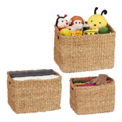 Rinkinys iš 3 krepšelių, rudos spalvos