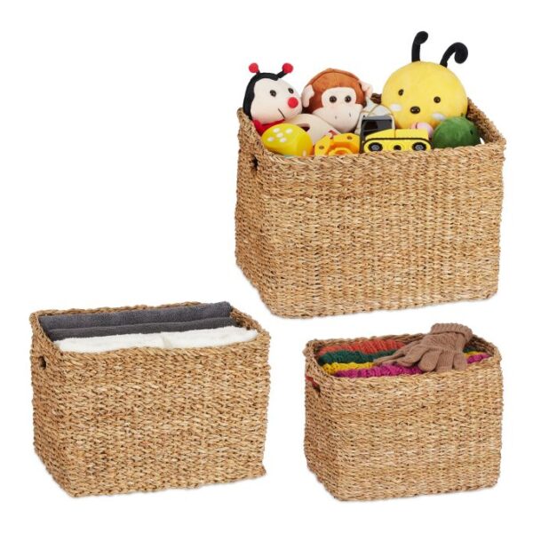 Rinkinys iš 3 krepšelių, rudos spalvos