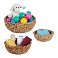 Rinkinys iš 3 krepšelių, šviesiai rudos spalvos