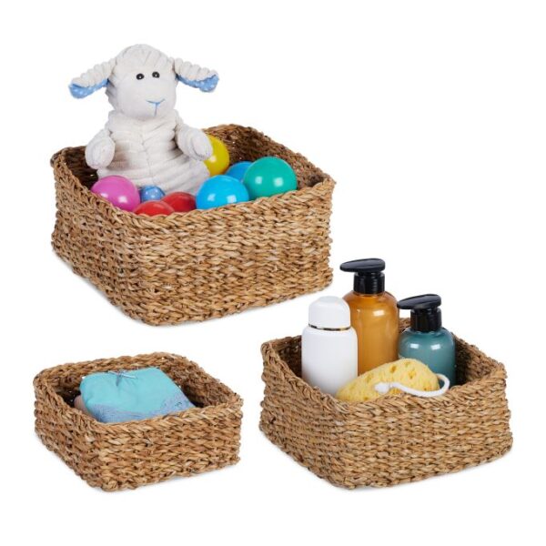 Rinkinys iš 3 krepšelių, šviesiai rudos spalvos