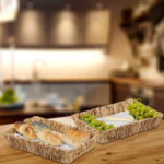 Desk of free space and kitchen interior