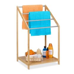 Rankšluosčių stovas 86x51x43,5cm., šviesiai rudos/sidabrinės spalvos